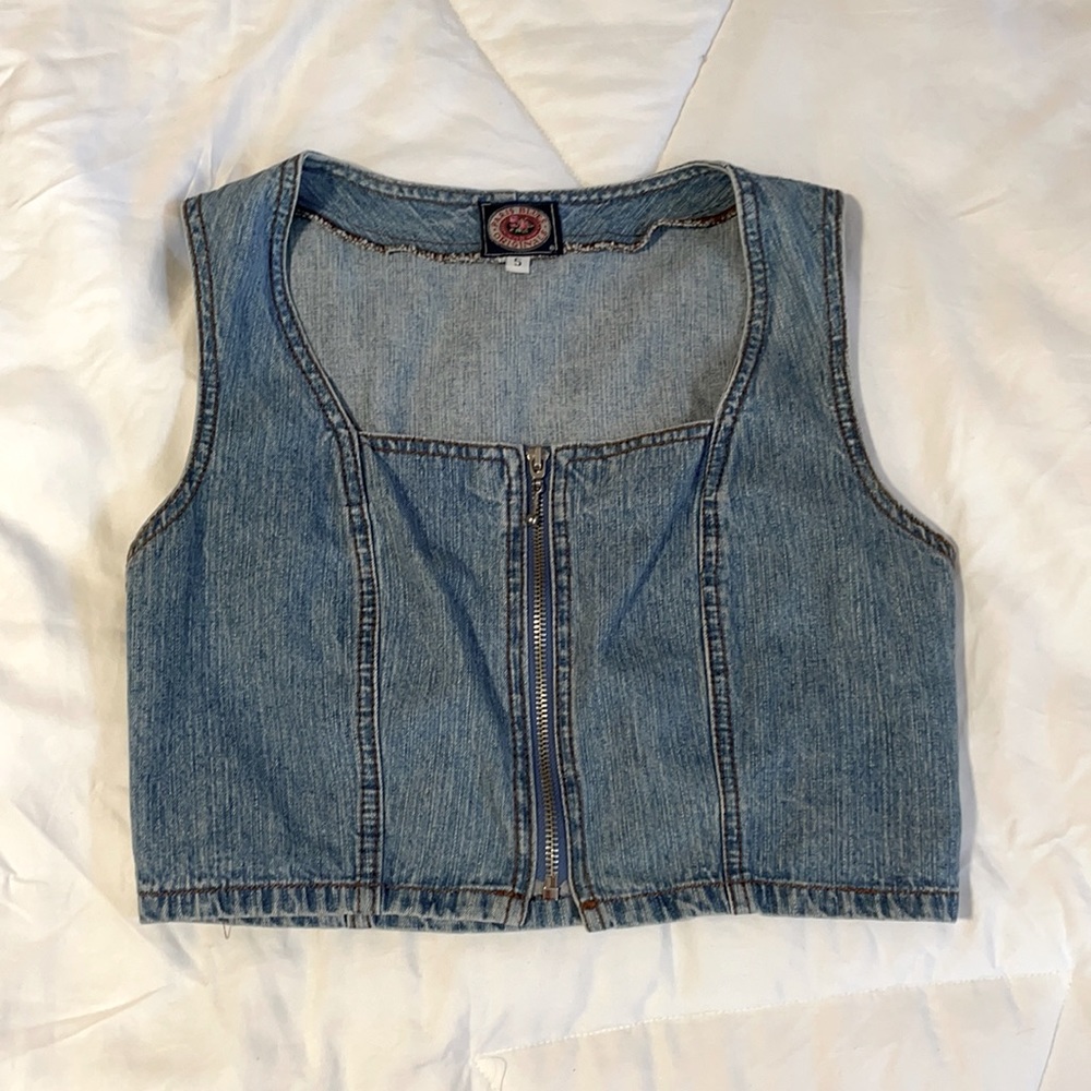 Vintage 90s denim crop top vest